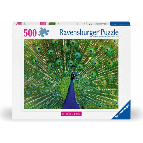 Puzzle Ravensburger 12001332, Animali Colorati - Pavone - Puzzle Da 500 Pezzi Per Adulti E Bambini A Partire Dai 12 Anni Di Età-image