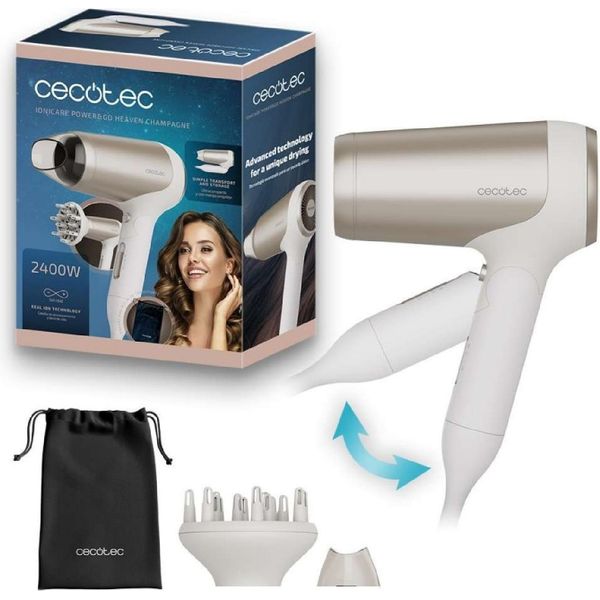 Asciugacapelli Pieghevole Dc Con Tecnologia A Ioni Reali E Pro-Style, Dotato Di Beccuccio Di Precisione, Diffusore E Funzione Aria Fredda.-image
