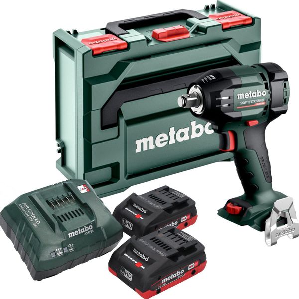 Avvitatore A Impatto A Batteria Metabo Ssw 18 Ltx 550 Bl 18 V 550 Nm Brushless ( 602404800 ) + 2X Batteria Lihd 4,0 Ah + Caricabatteria + Metabox-image
