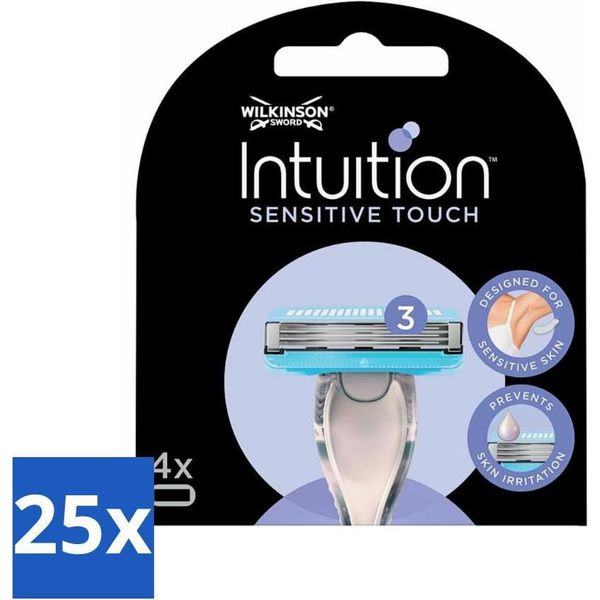 Wilkinson - Lame Di Ricarica Intuition Sensitive Touch - Con Aloe Vera - 3 Lamette - Confezione Risparmio - 25 Pezzi-image
