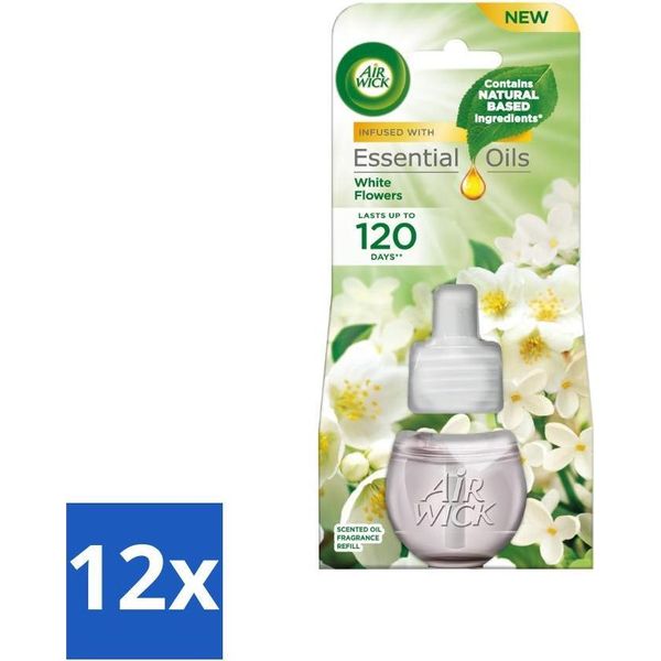 Air Wick - Ricarica Per Deodorante Per Ambienti - Oli Essenziali - Fresia E Gelsomino - Diffusore Elettrico Di Fragranze - 20 Ml - Value Pack - 12 Pezzi-image