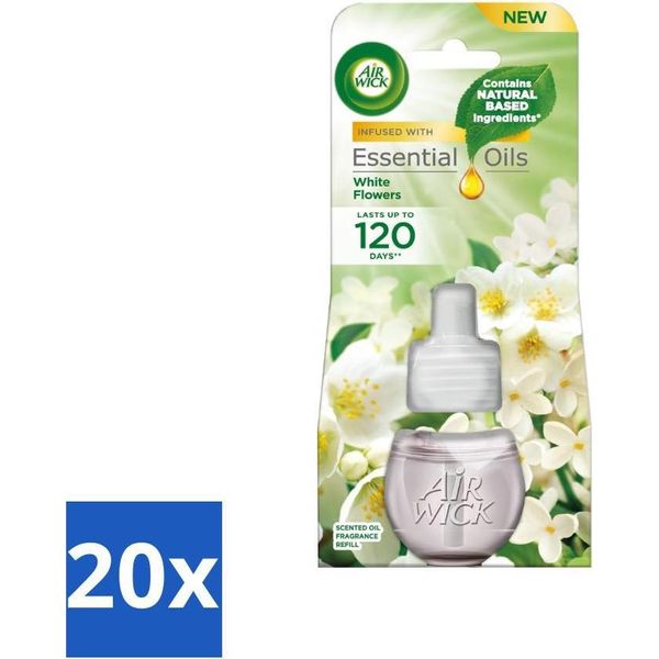 Air Wick - Ricarica Per Deodorante Per Ambienti - Oli Essenziali - Fresia E Gelsomino - Diffusore Elettrico Di Fragranze - 20 Ml - Value Pack - 20 Pezzi-image