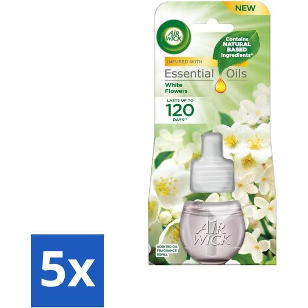 Air Wick - Ricarica Per Deodorante Per Ambienti - Oli Essenziali - Fresia E Gelsomino - Diffusore Elettrico Di Fragranze - 20 Ml - Value Pack - 5 Pezzi-image