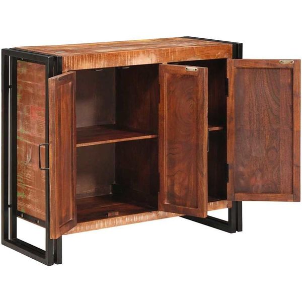 Vidaxl Credenza Con Ante Brown Legno Massiccio Riciclato E Metallo-image
