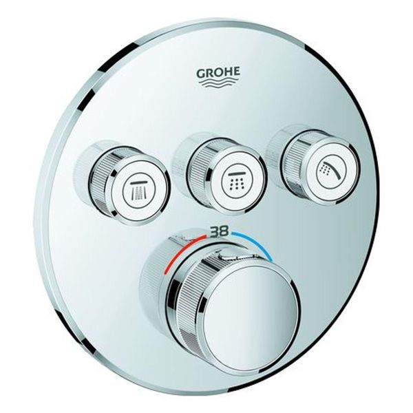 Thermostat Grohe Grohtherm Smartcontrol Avec Trois Vannes D'arrêT, Rosette Murale Ronde, 29121000, 29121000-image