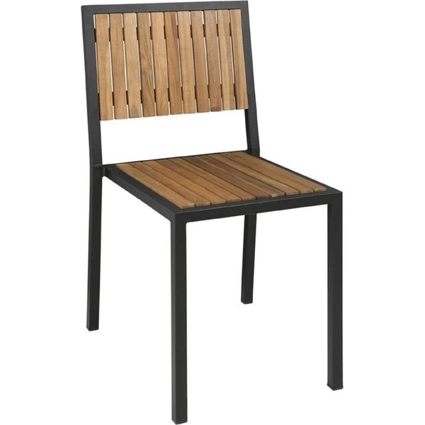 Sedie Bolero In Acciaio E Legno Di Acacia Senza Braccioli (4 Pezzi)-image