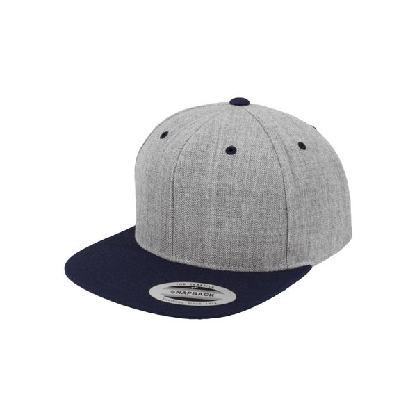 Flexfit 6089MT | Cappello Classico A Due Toni Con Chiusura A Scatto - Colore: Heather Grey/Navy - Taglia: Unica-image