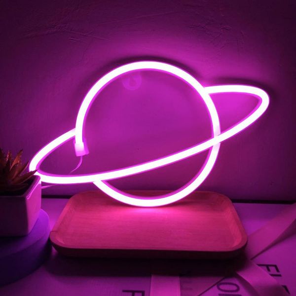 Usb A Batteria Planet Led Luce Al Neon Da Parete, Segno Al Neon Luci Notturne Segno Al Neon Luce Al Neon Per Bar Partito Gioco Camera Da Letto Decorazione Della Parete, Bambini Compleanno-image
