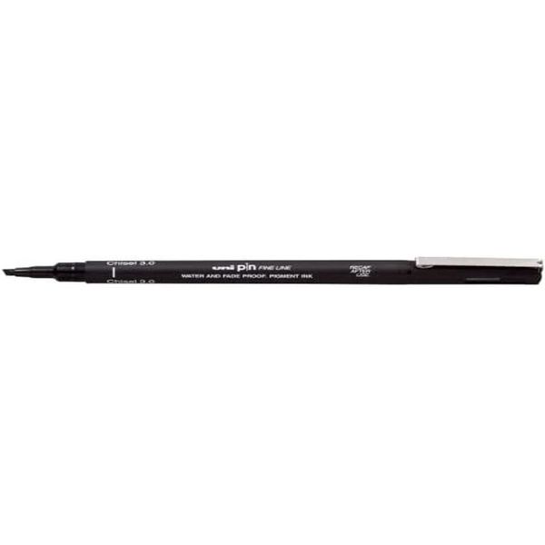 12X Uni-Ball CS3200 N Fineliner Pin Chisel 3.0 Punta A Cuneo Nero-image