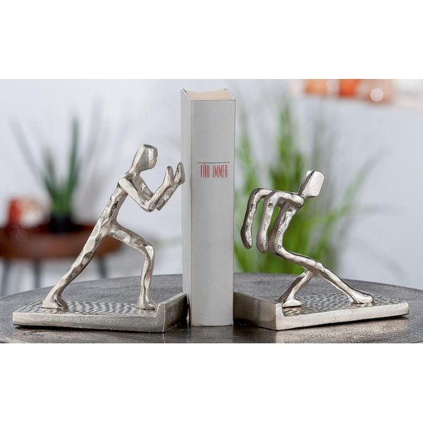 Gilde BuchstüTzen, "Hold"", Aluminium, Silberfarben, , 2 StüCk Wie Abgebildet, L. 8,5 Cm, B. 16 Cm, H. 18 Cm 68902"-image