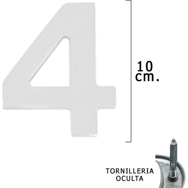 Wolfpack Linea Profesional - Numero Di Metallo "4 Silver Matt 10 Cm. Con Viti Nascoste (Blister 1 Pezzo)"-image