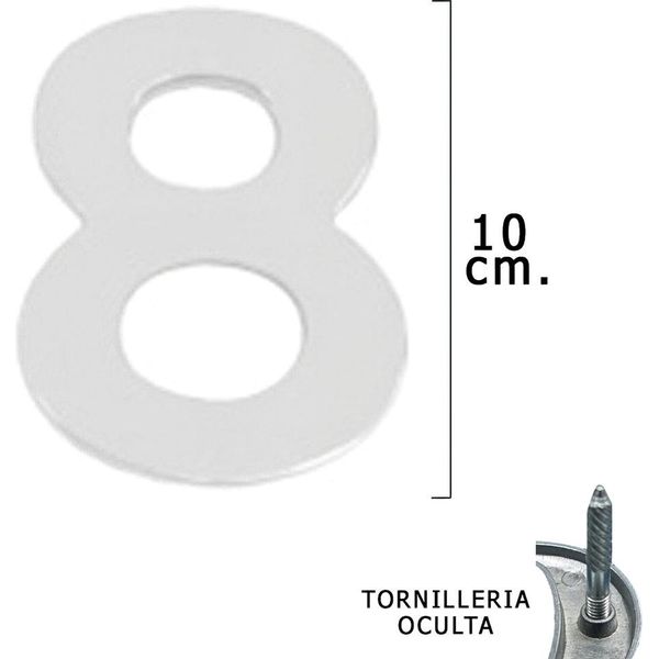 Numero "8"" Wolfpack, Argento Opaco, 10 Cm + Viti, Blister Con 1 Pezzo"-image