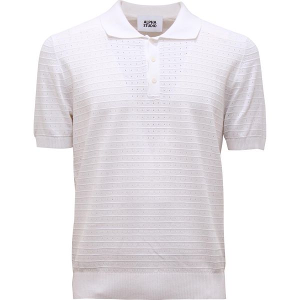 O3745 Polo Uomo Alpha Studio Man Perforated Knitted Polo-Shirt-image