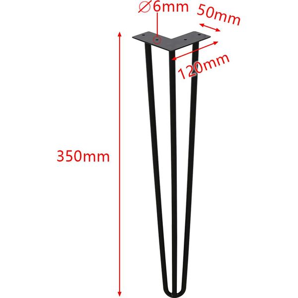Karpal Set Di 4 Gambe Del Tavolo Gambe A Forcina 35Cm (14 Pollici) 3 Puntoni Fai Da Te Gamba Del Tavolo In Acciaio Gambe A Forcina Telaio Del Tavolo, Per Tavolo Da Pranzo Tavolino, Armadi Tv-image