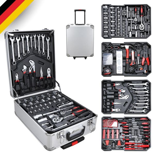 Vingo Valigetta Portautensili 1031 Pezzi Cassetta Portautensili In Alluminio Set Borsa Portautensili Con Serratura Carrello Portautensili 4 Livelli Carrello Portautensili-image