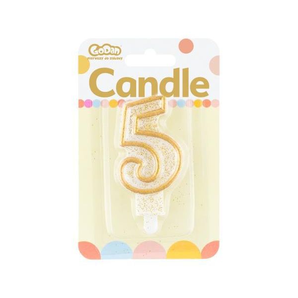 Candela Numero 5 Compleanno Contorno Oro PF-SCZK5-image