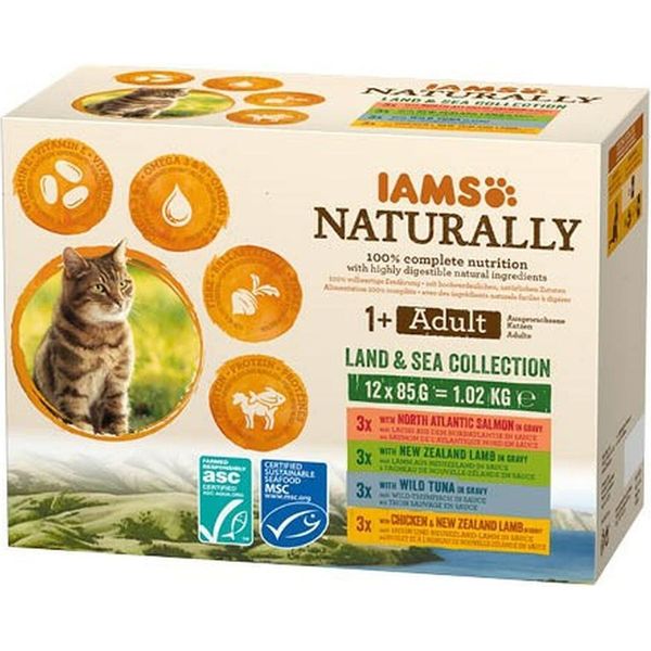 Iams Naturally Sea And Land Meat In Sauce Multipack (12X85G) 1020 G-image