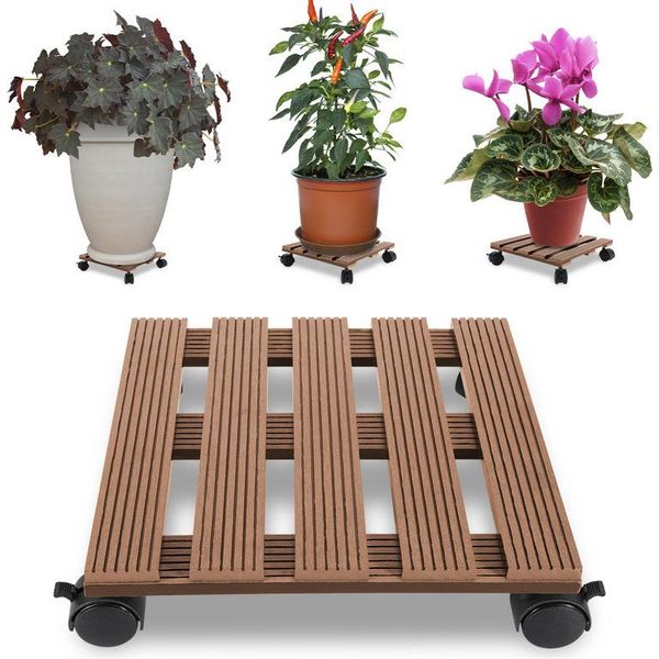 Clanmacy 2X Wpc Plant Roller 30X30 Cm Flower Roller Fino A 80 Kg Rolling Coaster Rolling Board Square Brown-image