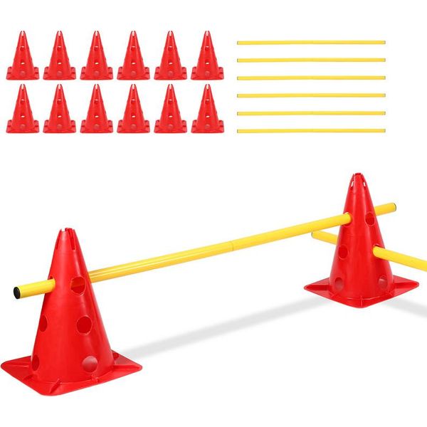 Aopunly Set Di 6 Ostacoli Per L'agilità, Pali Per Lo Slalom, Set Di Ostacoli Per L'addestramento Dei Cani, In Plastica Per L'addestramento Alla Coordinazione-image