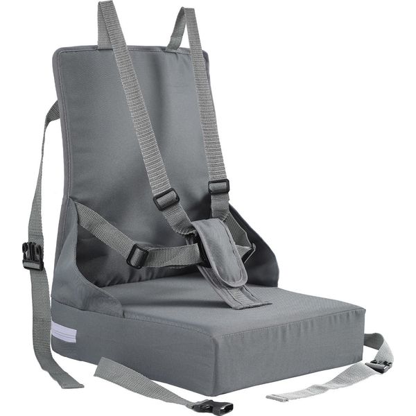 Jayseuw Sedia Booster Sedia Da Pranzo Bambino Seggiolone Tavolo Sedia Cuscino Bambini Seggiolino Cuscino Sedia Con Cintura Di Sicurezza Regolabile Seggiolino Booster, Grigio-image