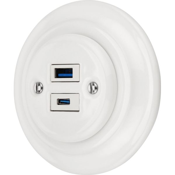 Porcellana Da Incasso Presa Di Corrente Retro USB-A I USB-C 2-Fold I PR1 Bianco-image