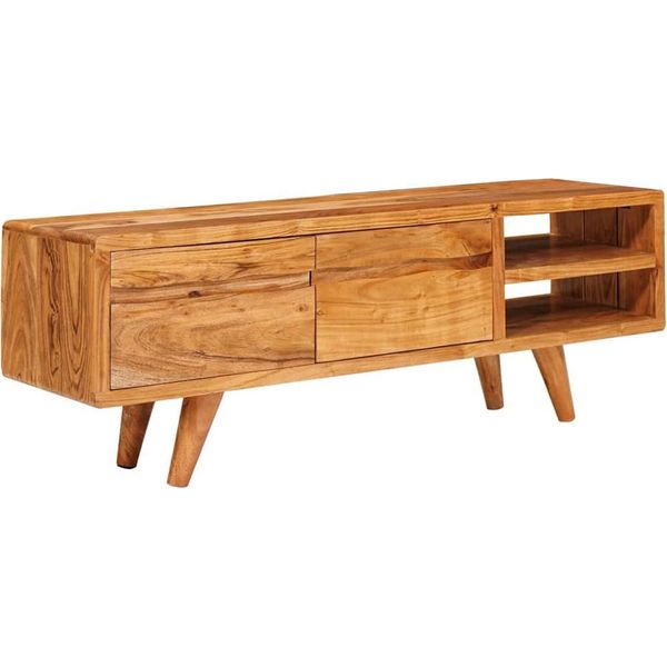 Vidaxl Mobile Tv Con Ripiano Marrone 110 X 30 X 40 Cm In Legno Massiccio Di Acacia-image