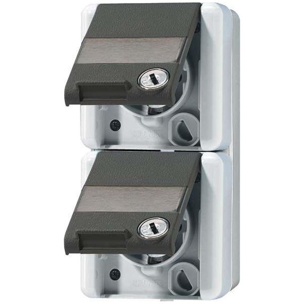 Jung Presa Di Corrente 2F Gr Glz WG800 Ap Orizzontale Incernierata D-image
