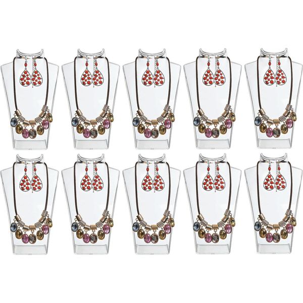 Set Di 10 - Busto Espositore Per Gioielli, Porta Collane, Porta Gioielli In Plastica, Porta Orecchini, Porta Gioielli, Porta Catene Per Gioiellerie - Negozi, Espositore - Trasparente-image