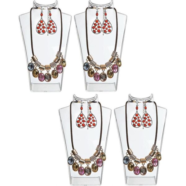 Set Di 4 - Busto Espositore Per Gioielli, Porta Collane, Porta Gioielli In Plastica, Porta Orecchini, Porta Gioielli, Porta Catene Per Gioiellerie - Negozi, Espositore - Trasparente-image
