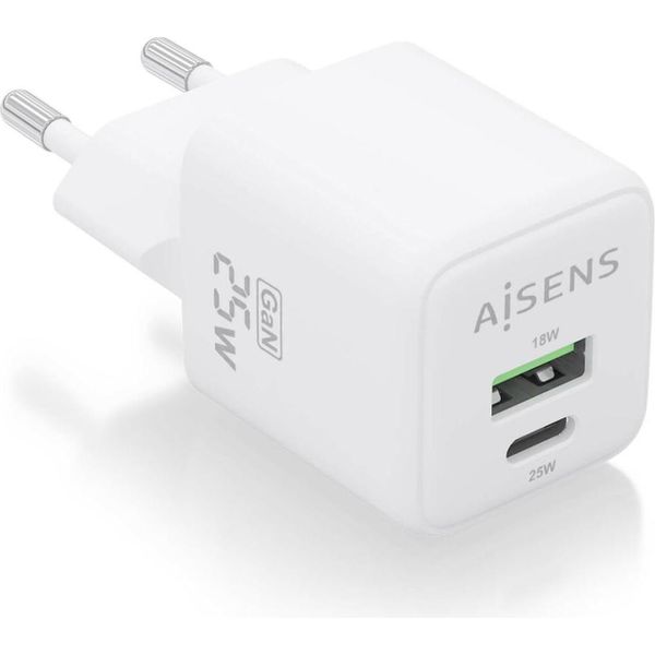 Caricabatterie Da Parete Aisens ASCH-25W2P014-W/ 1Xusb Type-C/ 1Xusb/ 25W-image