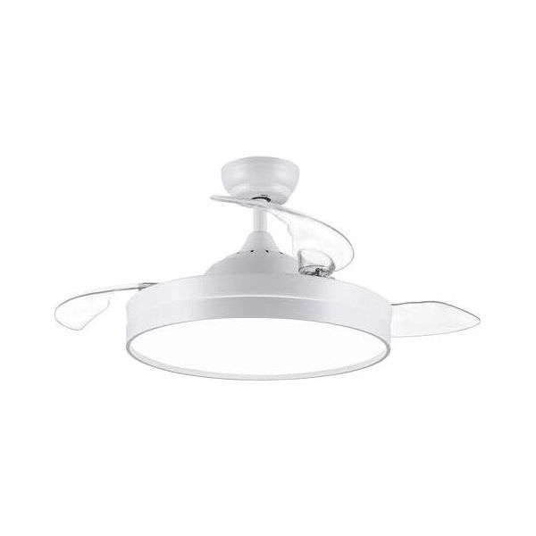 Ventilatore A Lampada Cjoy, Ventilatore Da Soffitto Da 107 Cm Con Telecomando, Silenzioso, Pale Retrattili, 6 Velocità, Memoria 3Cct, Dimmerabile, Rev-image