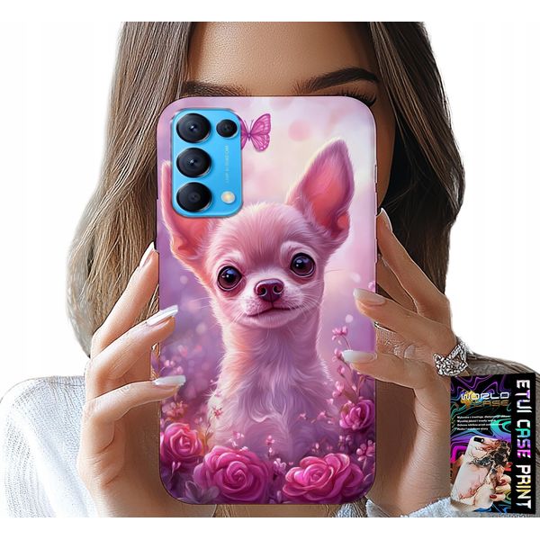 Custodia Per Oppo Find X3 Lite - Chihuahua Carino Su Sfondo Rosa Con Fiori-image