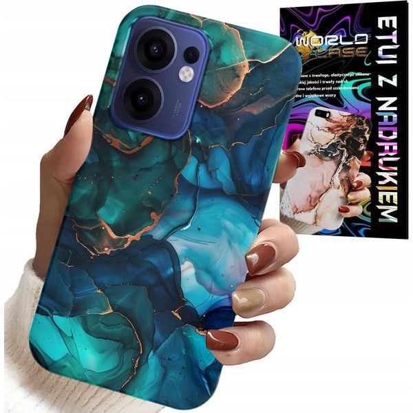Custodia Per Oppo Find X5 Lite - Zaino Con Motivi Marmorizzati Blu-Verde-image