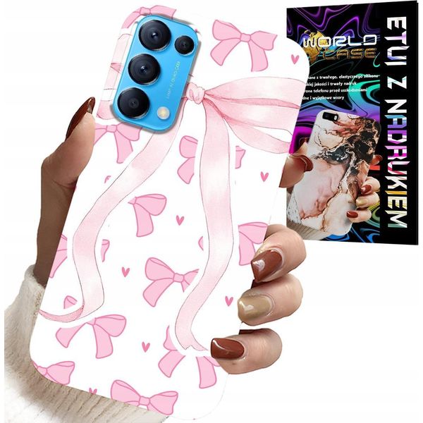 Custodia Per Oppo Reno5 4G 5G - Custodia Con Motivi Alla Moda A Nastro Rosa-image