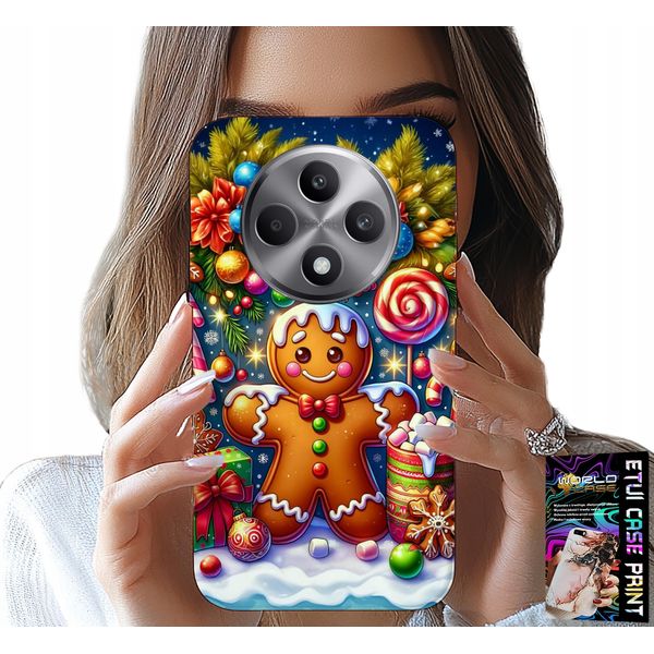 Custodia Per Oppo Reno12 F / 12Fs 5G - Gingerbread, Candy Christmas Patterns + Vetro-image