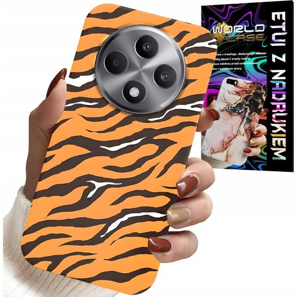 Custodia Per Oppo Reno12 F / 12Fs 5G - Cover Posteriore A Strisce Di Tigre + Vetro-image