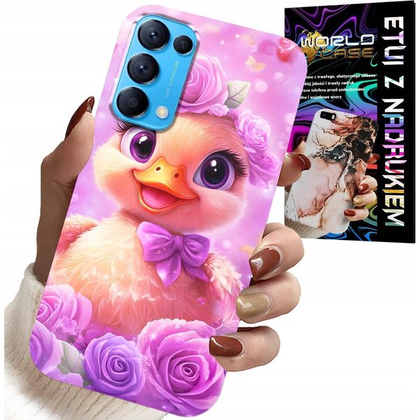 Custodia Per Oppo Reno5 4G 5G - Anatra Dolce, Anatra Su Sfondo Rosa-image