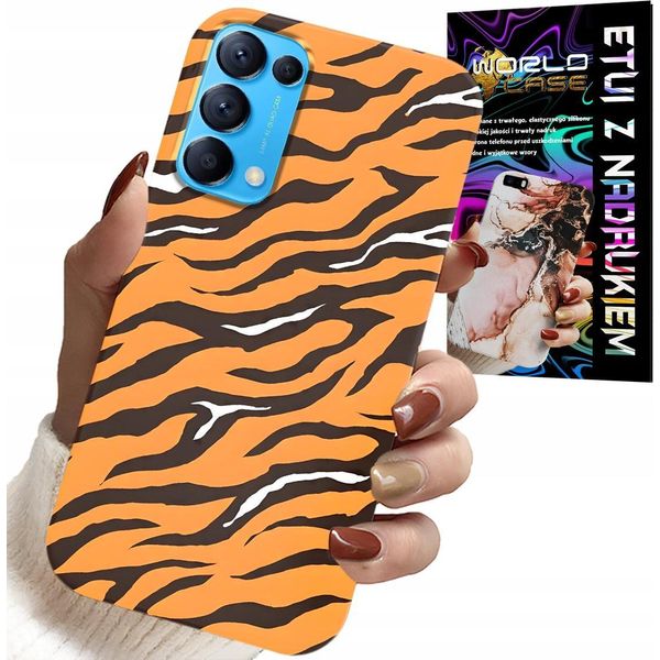 Custodia Per Oppo Reno5 4G 5G - Cover Posteriore A Strisce Di Tigre + Vetro-image