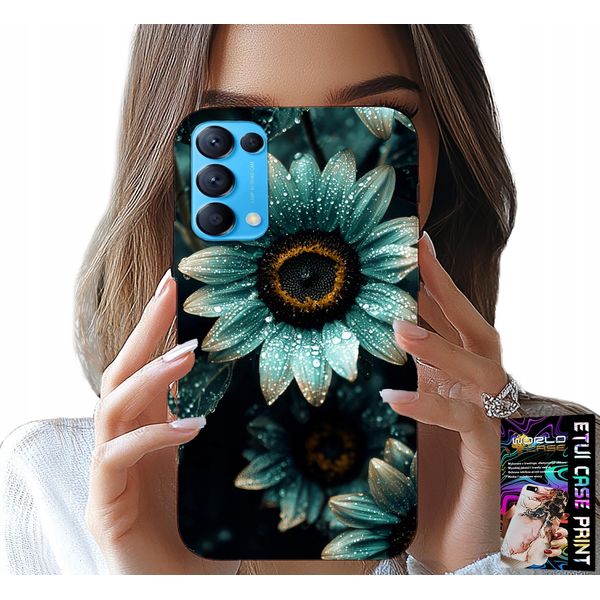 Custodia Per Oppo Find X3 Lite - Blu Gerbera Daisy Flower +Folia-image