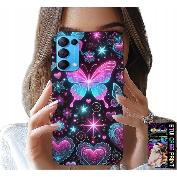 Custodia Per Oppo Find X3 Lite - Custodia Con Motivi Alla Moda A Forma Di Cuore Di Farfalla Colorato-image