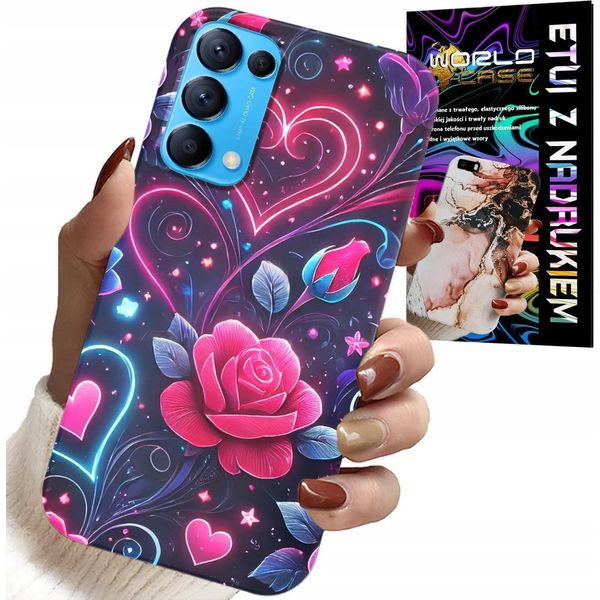 Custodia Per Oppo Reno5 4G 5G - Cuore, Rosa, Custodia Per Adolescenti + Vetro-image