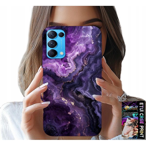 Custodia Per Oppo Find X3 Lite - Moda Donna In Marmo Viola + Vetro-image
