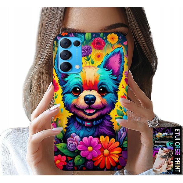 Custodia Per Oppo Reno5 4G 5G - Modelli Floreali Dog York Plecki-image