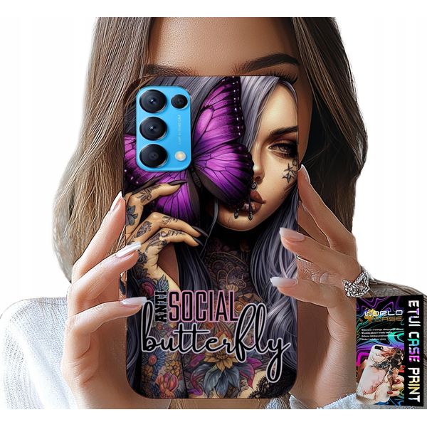Custodia Per Oppo Find X3 Lite - Anti Social Butterfly Pink Butterfly + Vetro-image