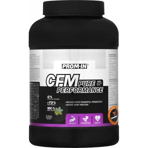 Prom-In Cfm Pure Performance 2250 G Fragola / Proteine Del Siero Di Latte / Concentrato Di Siero Di Latte Istantaneo Cfm Arricchito Con Enzimi Digestivi E Probiotici-image