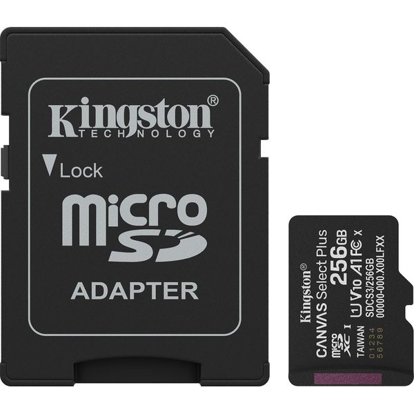 Kingston Technology 256GB Microsdxc Canvas Select Plus Gen3 150Mb/S A1 Card + Adapter-image