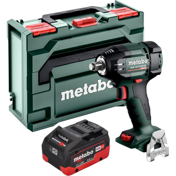 Avvitatore A Impatto A Batteria Metabo Ssw 18 Ltx 550 Bl 18 V 550 Nm Brushless + 1X Batteria Lihd 8,0 Ah + Metabox - Senza Caricabatteria-image