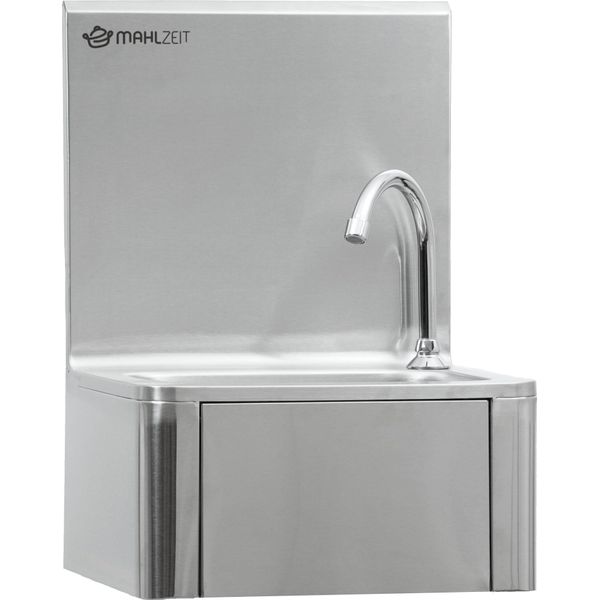 Lavabo In Acciaio Inox Mahlzeit Con Comando A Ginocchio E Dispenser Di Sapone-image