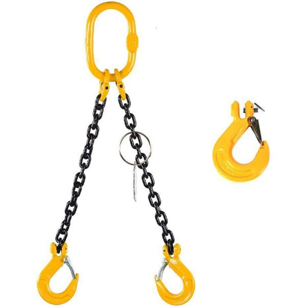 Catena A 2 Fili Da 10 Mm Con Gancio A Forcella, Capacità Di Carico 4250 Kg, Lunghezza 4,0 M, Senza Accorciatore Di Catena-image