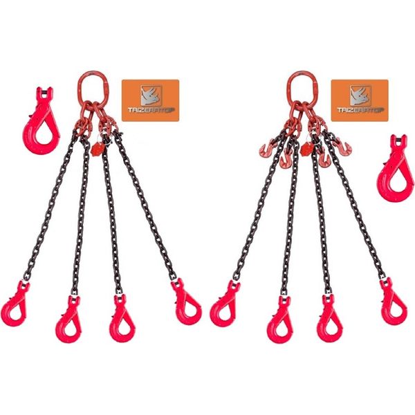Braca A Catena A 4 Bracci, 6 Mm, Wll 2360 Kg Con Gancio Di Sicurezza, 3 M Con Accorciatore Di Catena-image
